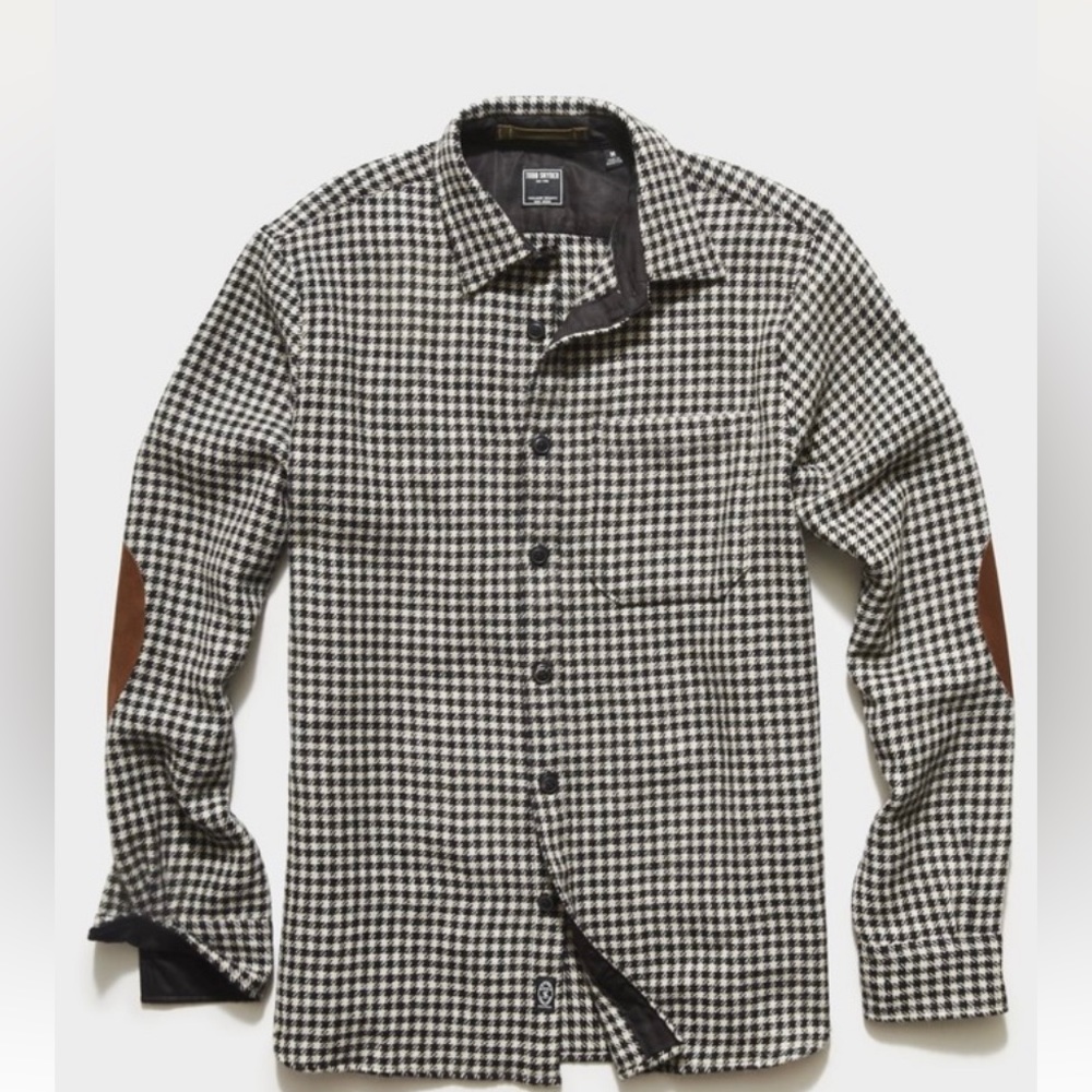 Todd Snider shirt jacket houndstooth Italian suede elbow patch